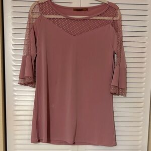 Belldini Dusty Pink Lace Sleeve Blouse